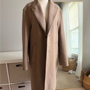 Zara Men's Single-Breasted Pea Coat in Camel